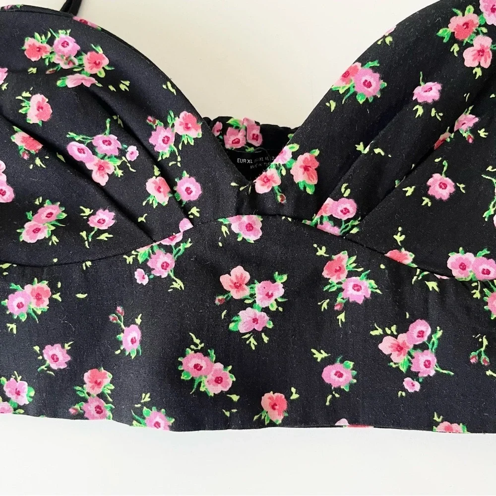Zara Ditzy Floral Bustier Corset Crop Top Size XL - Picture 3 of 11